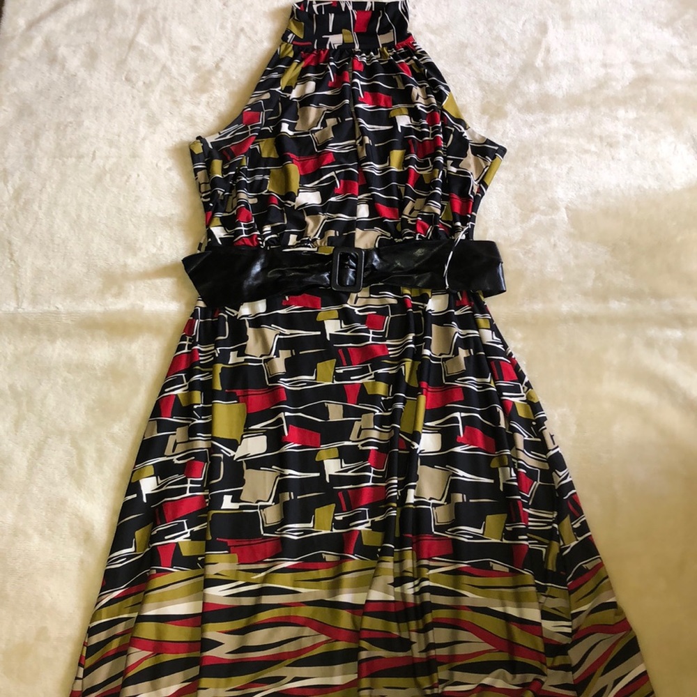 Ashley Stewart Mock Neck Printed Dress.